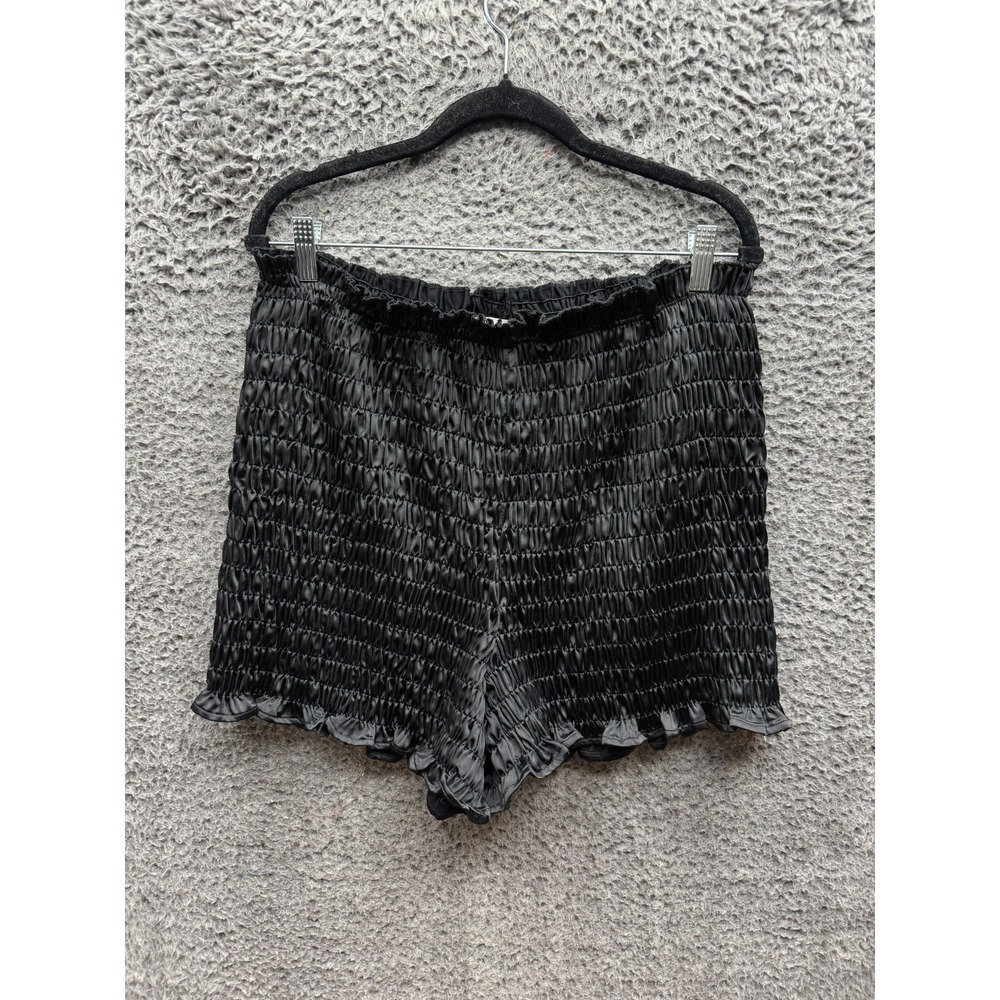 Lisay Says Gah Elastic Waist Angel Smocked Bloomer Shorts Black Womens Size 2XL